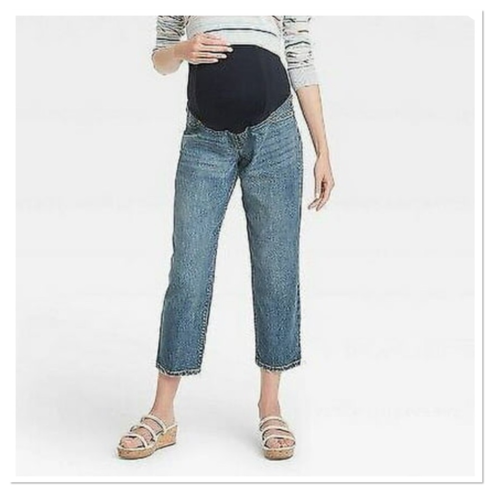 Over Belly Cropped Vintage Straight Maternity Jeans Ingrid & Isabel